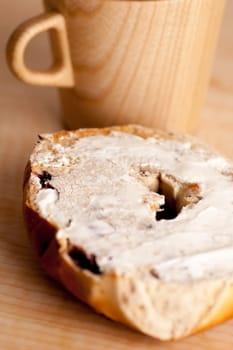 Coffee and Bagels with Cream Cheese.