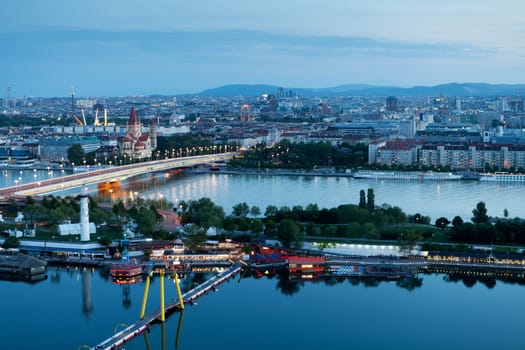 Vienna,panorama in the evening,from a bird's eye view of the capital