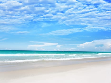 Sandy tropical beach in summer sunny day