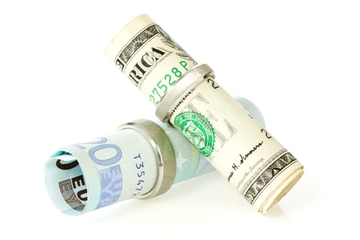 dollar and euros with a  wedding rings