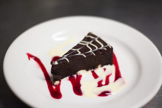 Chocolate cake ready to be eaten for dessert