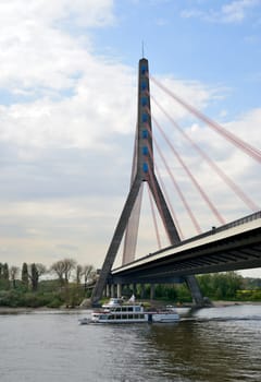 The Fleher Bridge on the Rhine in Düsseldorf in Germany