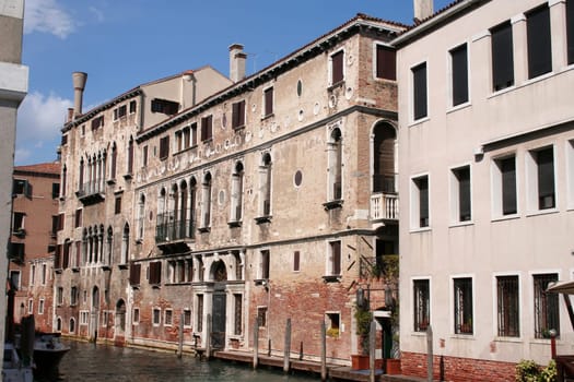 Gondolas and canals in Venice, Italy