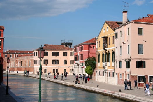 Gondolas and canals in Venice, Italy