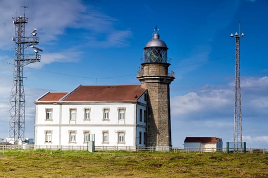 Beautiful lighthouse in Asturias in northern Spain Bay of Biscay, Faro Cabo Peñas