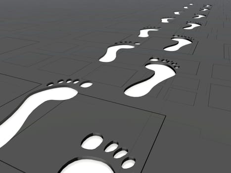 white footprint on gray background