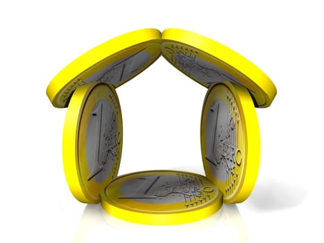 small house of a euro coin