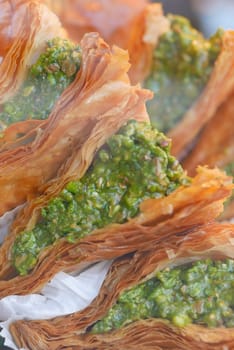 turkish dessert baklava on a plate .