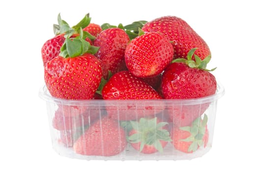 punnet of strawberries isolated on white background