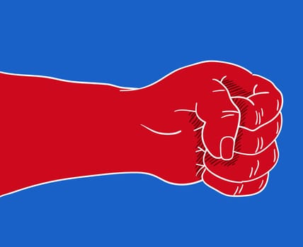 Power in hand as symbol of human strenght in fight