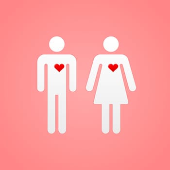 Valentine romance with symbol of loving couple