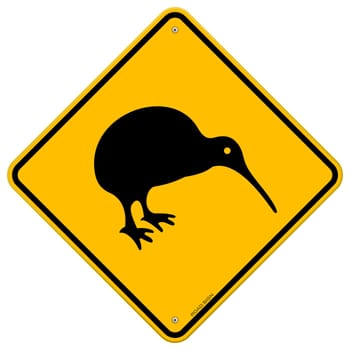 Classic New Zealand bird symbol on yellow background