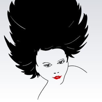 Classic Woman Face silhouette in black and red color