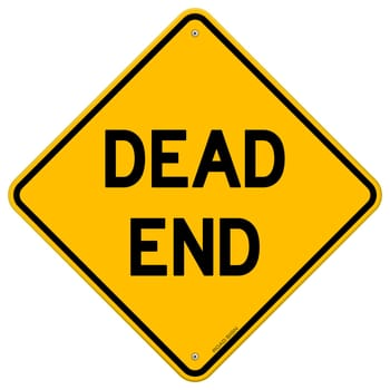 Classic Yellow Road Sign with words Dead End