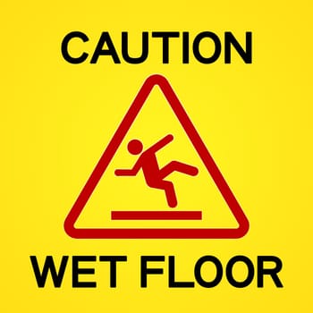 Yellow Information Symbol about wet and slippery floor
