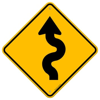 Classic yellow traffic sign with black arrow symbol