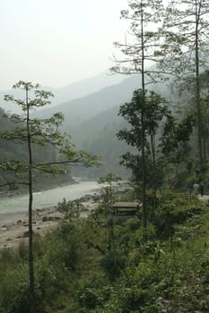 Teesta River at Melli near Rangpou, West Bengal, India, Asia