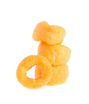 cheesy ring isolated on white background.