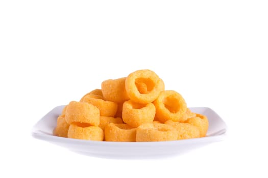 cheesy ring isolated on white background.
