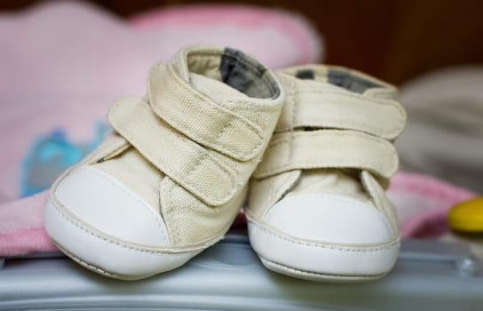 Closeup of shoes for babies.