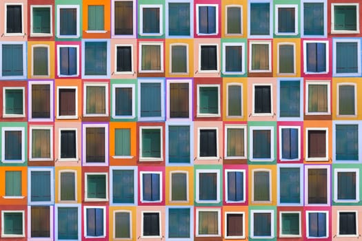 Set of 78 color windows of the island Burano (Venice, Italy)