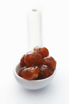 Cooked Bubble Tapioka pearls isolated on white background. As Bubble Tea ingredient.