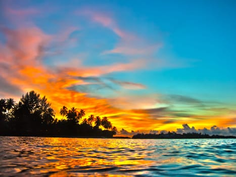 Beautiful sunset. Indian ocean. Maldives
