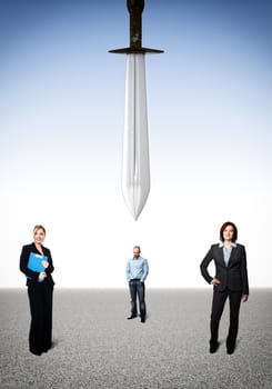 business people and big sword