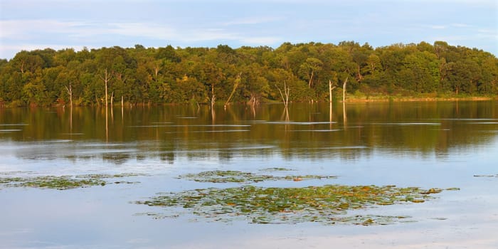 A calm summer evening on Shabbona Lake in northern Illinois.