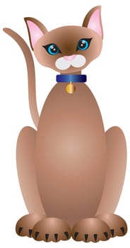 Siamese Cat Sitting Illustration Isolated on White Background