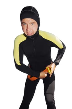 Diver put on his weight belt