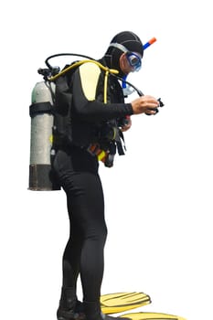 Diver isolated on white background
