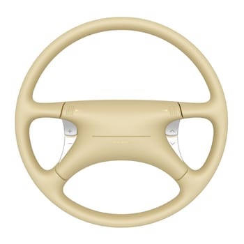 Beige steering wheel isolated on white background