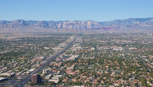 loking out over the suburbs of las vegas
