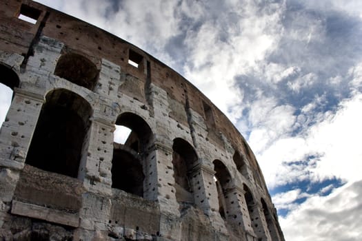 Side of giant ancient Roman coliseum