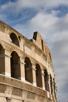 Side of ancient stone coliseum