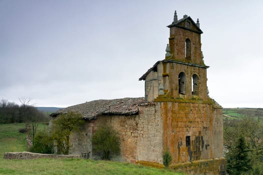 abandoned Romanesque church in the way of Santiago, near Burgos.