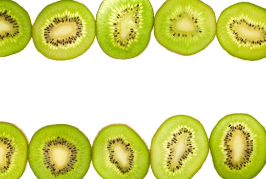 Background of two rows of kiwi slices laid
