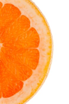 Macro shot of half an orange slice