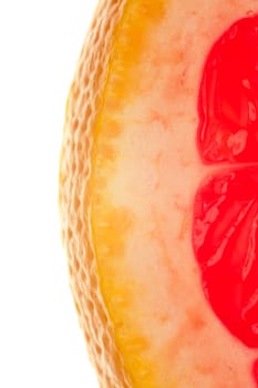 Extremely macro of an eighth of grapefruit slice