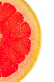 Macro shot of half a grapefruit slice
