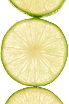 Macro shot of a lime slice in transmitted light