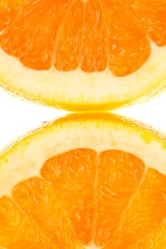 Macro shot of two half orange slice