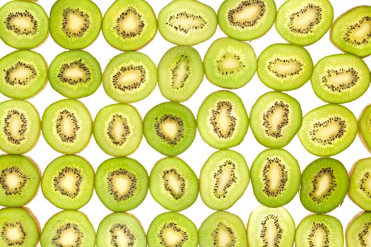 Background laid from whole kiwi slices