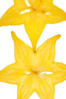 Macro shot of two star fruit slices