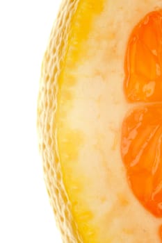 Extremely macro of an eighth of an orange slice