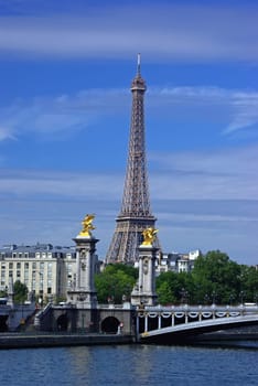Eiffel Tower in Paris, Seine landscape