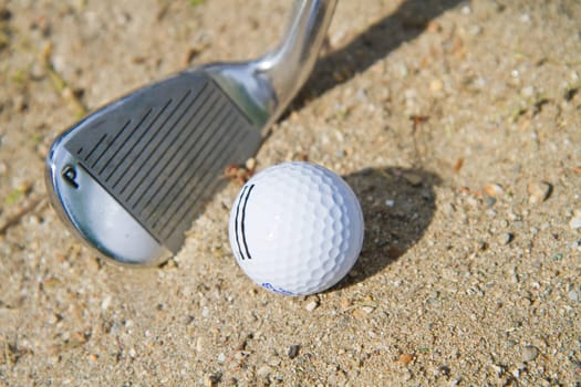 golf ball in a bunker