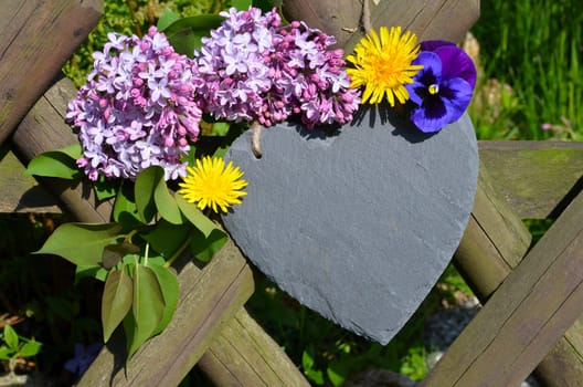 Spring Garden Fence Heart Flowers Garden