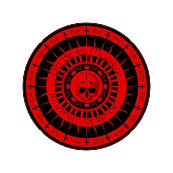 Decorative stamp for The Day of the Dead/ Dia de los Muertos Mexican holiday against white background.